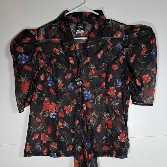 Blouse Women's Floral Multi-Color M2 By Mocha Apparel Size‎ Large - Picture 1 of 13
